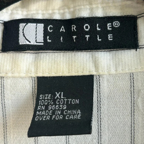 Carole Little Vintage White Subtle Stripe Blouse Size XL - Picture 3 of 7